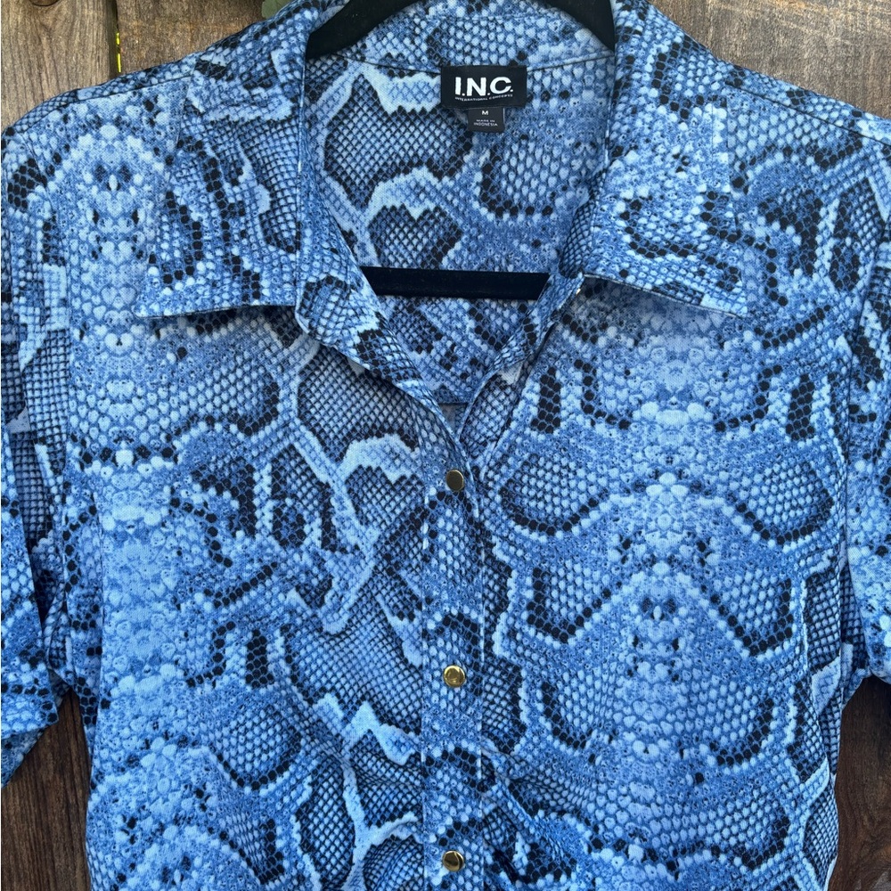 INC Blue Snake Print Mindi Dress